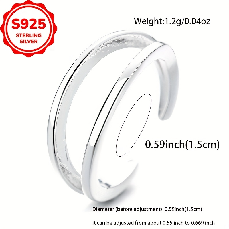 925 Silver Adjustable Toe Ring 3 Layer Open Lightweight Beach Wear